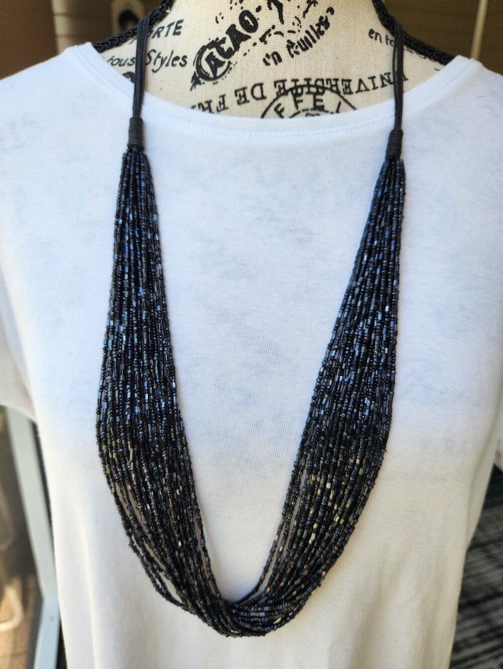 Lia Sophia Black Multi Strand Necklace